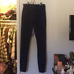 High waisted indigo wash skinny jeans